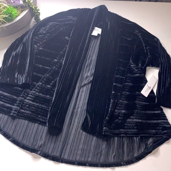 Andrea Jovine Black Velvet line texture opera swing jacket open front new w/tag - Picture 6 of 6